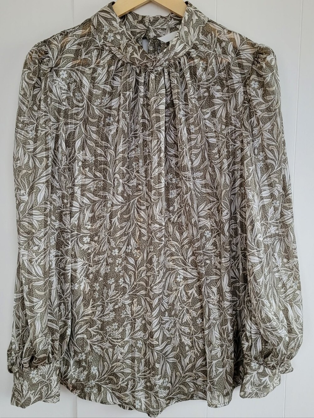 H&M XL Neutral Sheer Long Sleeve Blouse